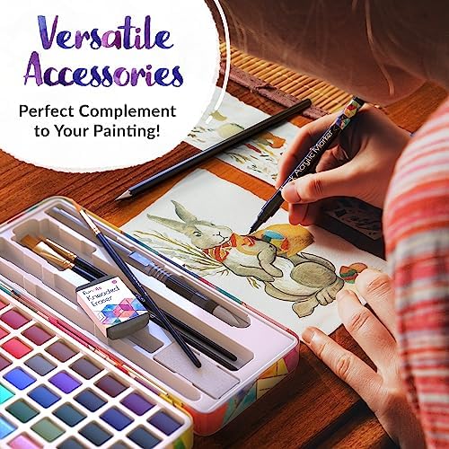 Funcils Water Colour Paint Set - Watercolor Paint Set for Kids, Adults, Beginners | 50 Artist Quality Professional Watercolor Paint Kit - Watercolour Paint Palette, Painting Art Supplies for Adults 6 61SSSnTecWL. AC