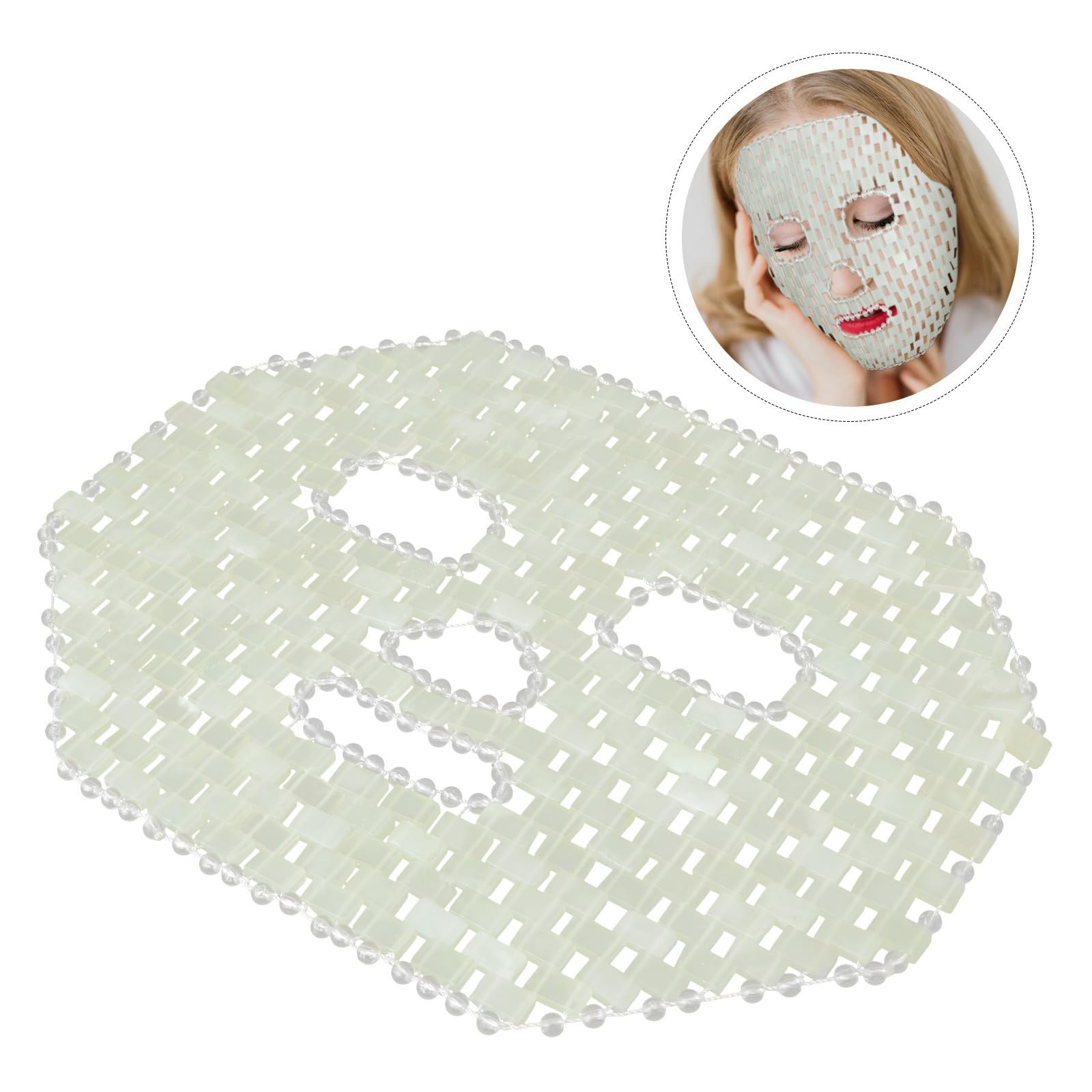 Ciieeo Maschera Viso in Jade, per Massaggio, Verde, per Sollievo da Bruxismo e Terapia, Uso Domestico e Primo Soccorso