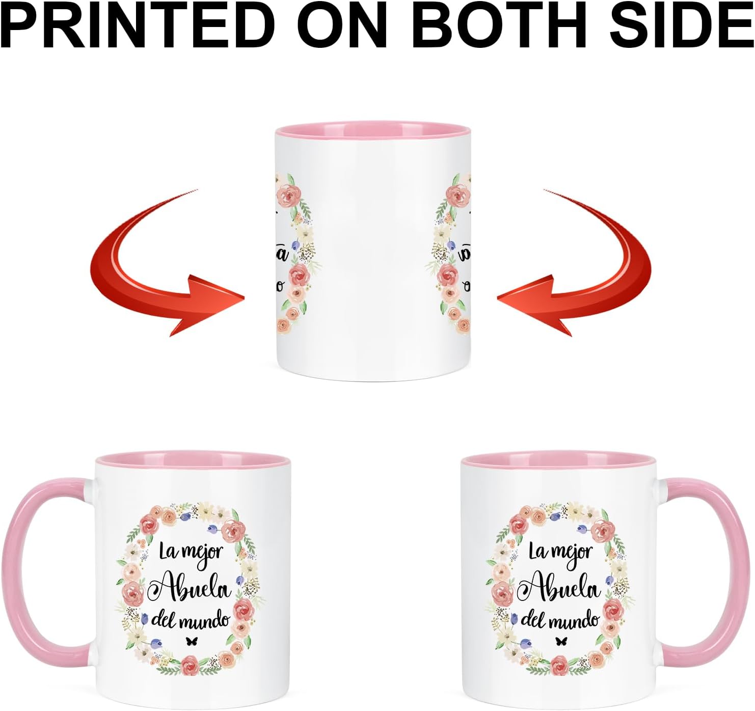 YHRJWN Coffee Mugs, Set of 2 - La Mejor Abuela Abuelo, Best Grandma Grandpa Gifts, 11 Oz, Porcelain, Christmas Theme, Reusable, Dishwasher Safe - Image 6