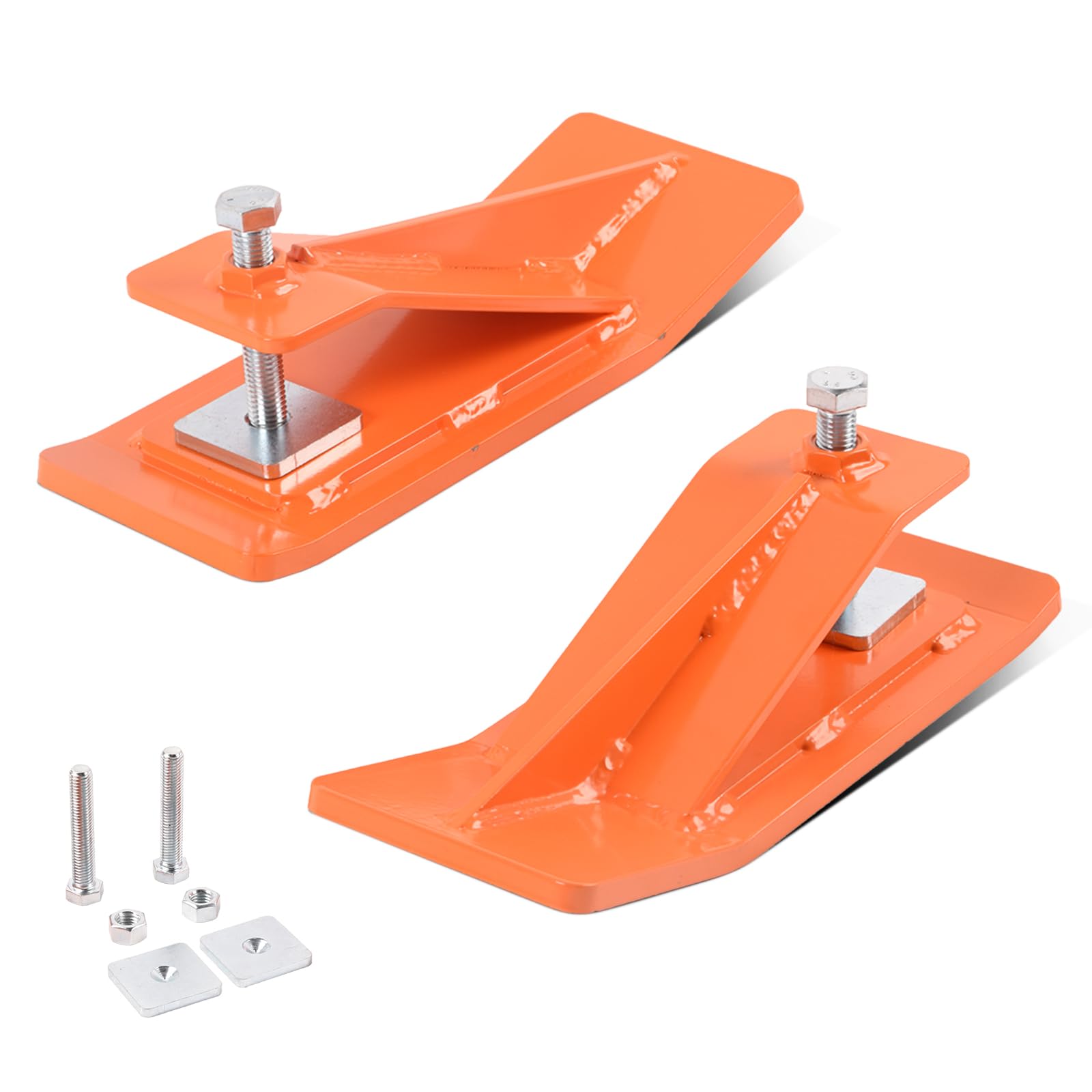 Doppy 2Pcs Tractor Bucket Edge Protector, 3/8'' Thick Snow Skid Tamer, Hex Lock Nuts & Bolts Included for Snow Removal, Leaves, Gravel Spreading,
