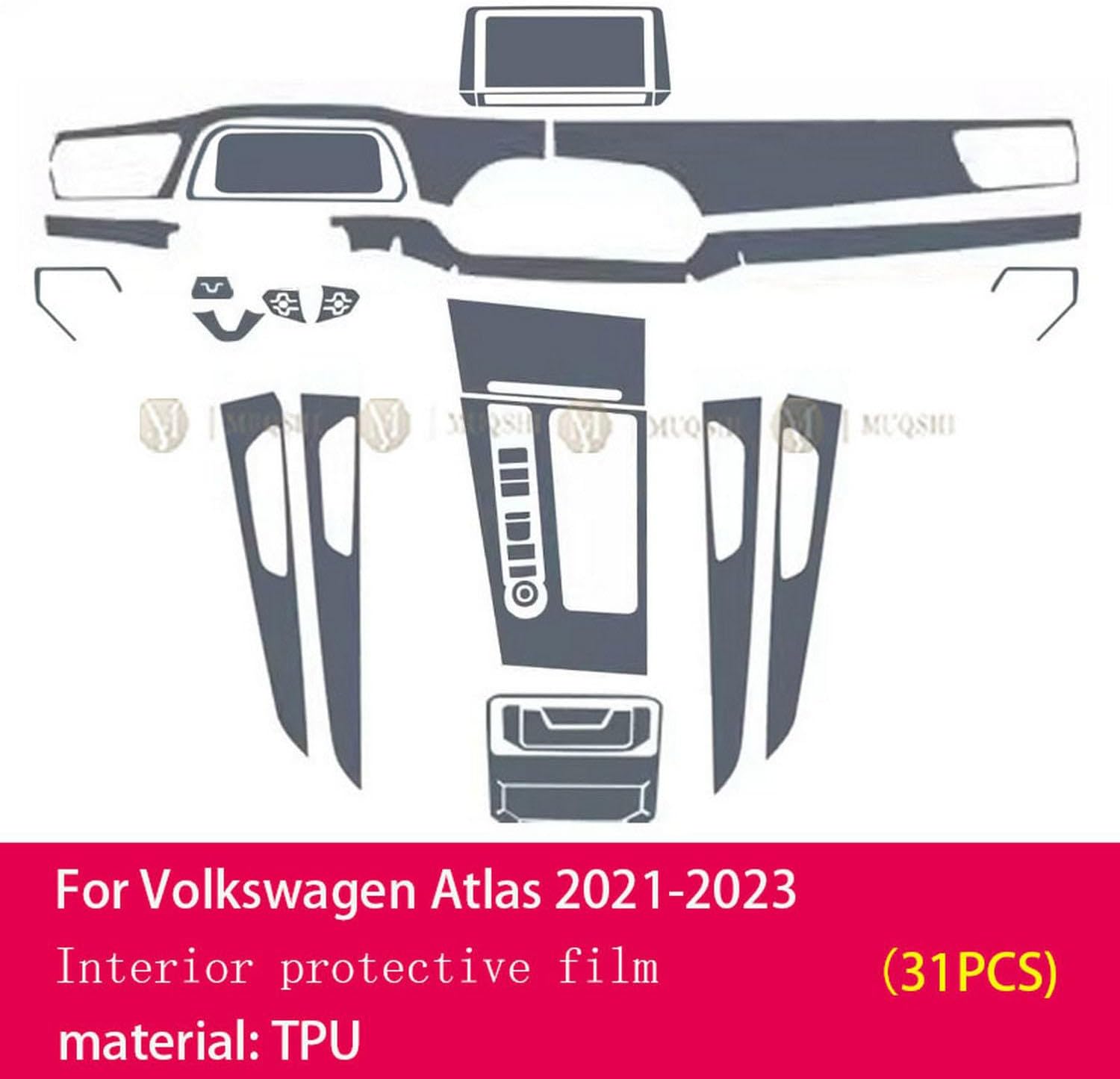 Car Interior PPF Paint Protection Film Console Transparent TPU Film，for Volkswagen Teramont Atlas 2021-2024