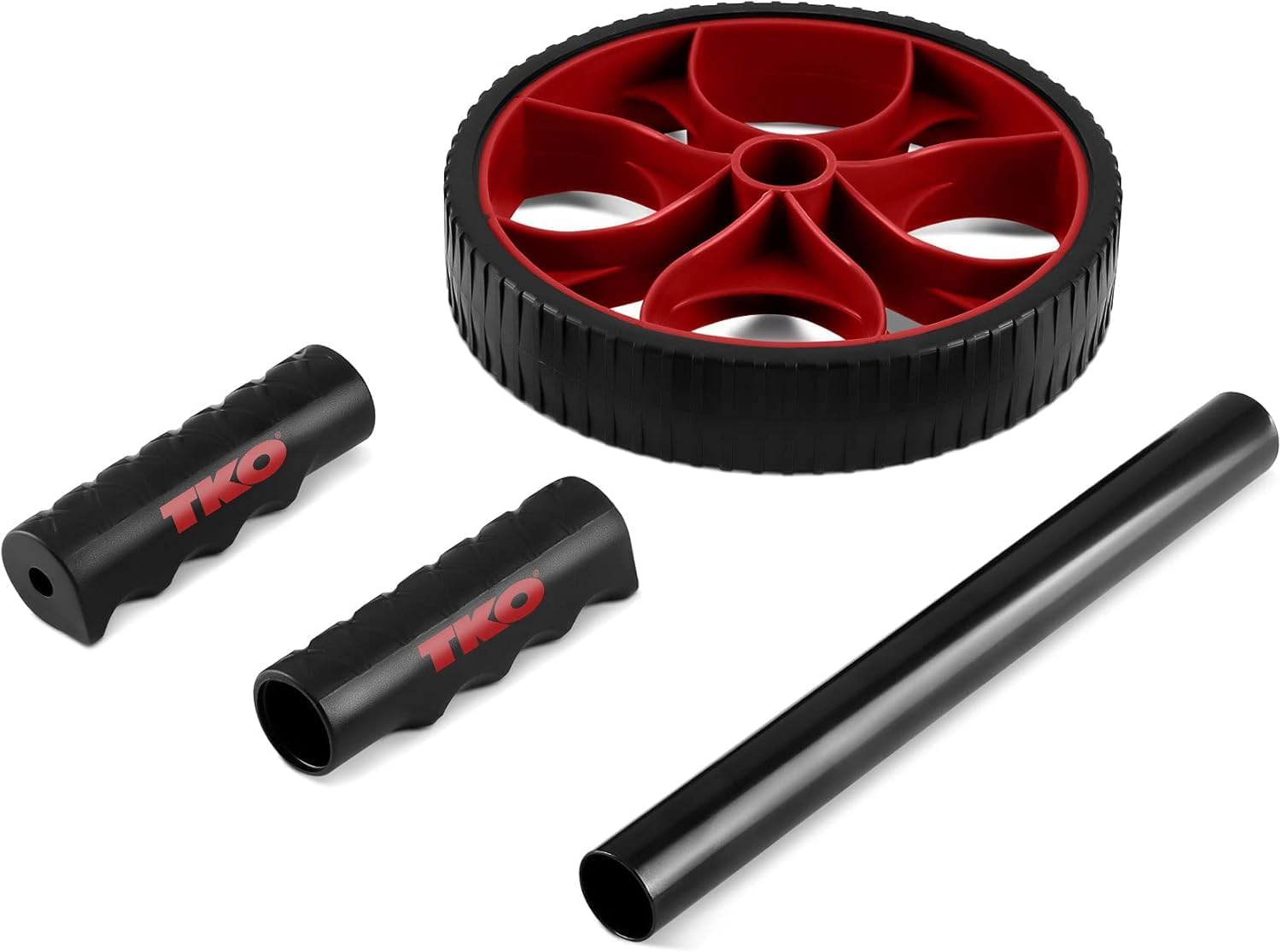 TKO Barbell Ab Roller | High-Performance Core Workout Tool for Men and Women | Durable Design for Deep Tissue Abdominal Training and Upper Body Conditioning - Red | Workout Tool for Men and Women | Durable Design for Deep Tissue Abdominal Training and Upper Body Conditioning - Red