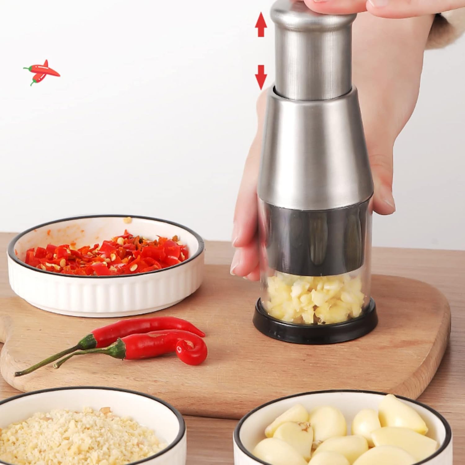 Manual Food Chopper Slicer Handheld Onion Garlic Crusher Pressing Kitchen Gadgets Accessories Vegetable Peeler Tools Food Chopper Tool Manual Handheld Stainless Steel image 2
