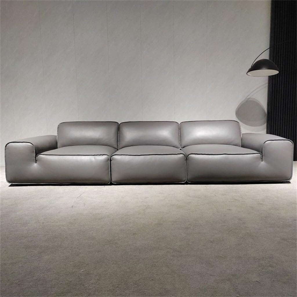 Wood Skeleton Straight Bar Sofa Full Grain Italian Down Living Room(320 * 118 * 80CM)