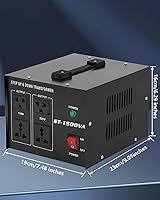 Vista 2 de Voltage Converter Transformer 1500w,Step Up/Down Power Converter AC 110v to 220v / 220v to 110v,Transformer Converter with Two Spare Fuses,2