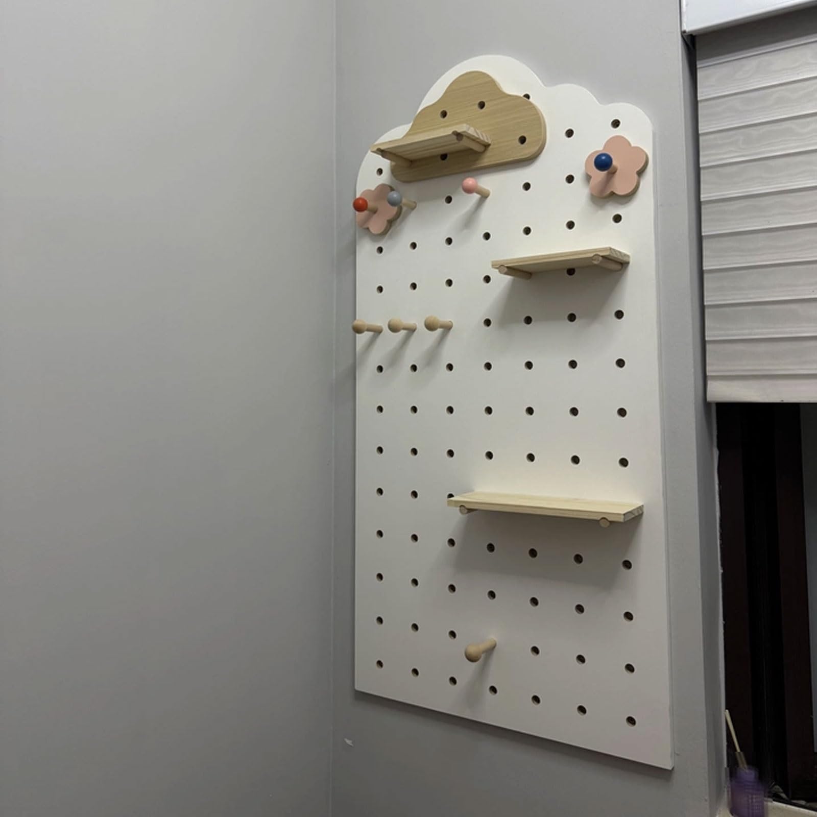 Panel Perforado Herramientas Pared Tablero Multicapa de Madera Maciza Estante Modular Pared Altura de Capa Ajustable Pegboard Wall Organizer Capacidad de Carga Por Capa: 10 Kg(Gray)