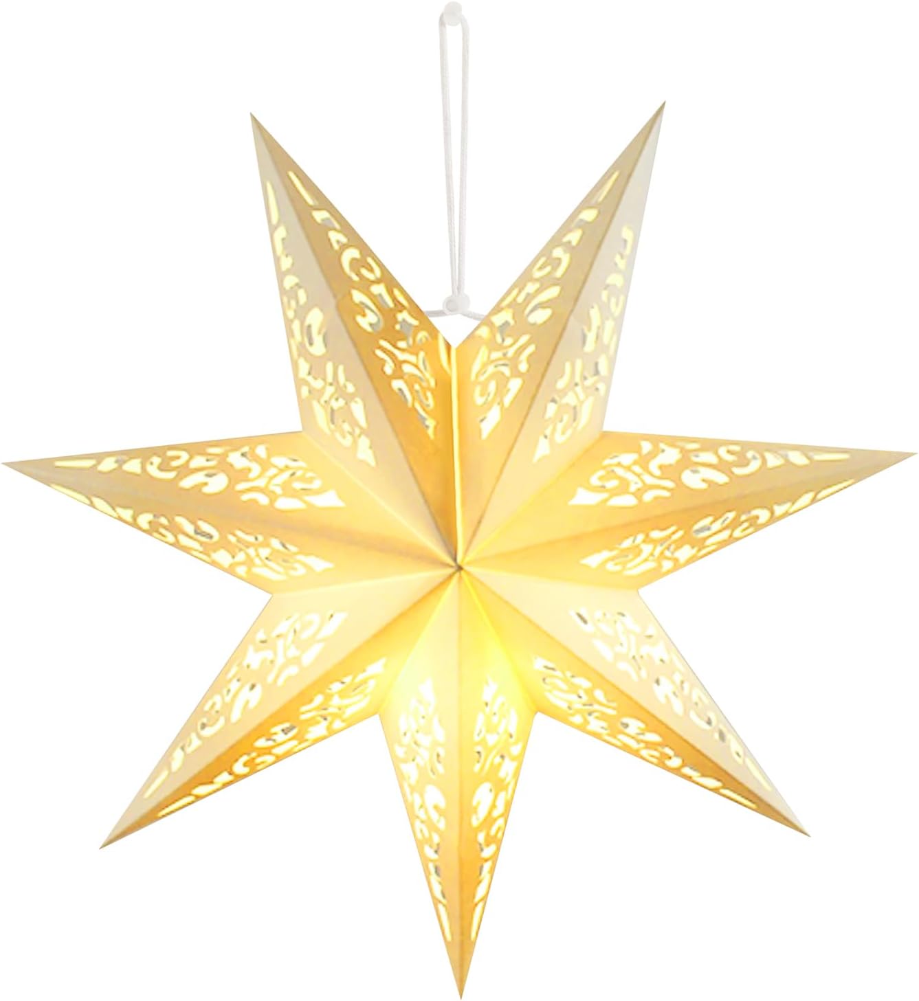 IMIKEYA Christmas Star Paper Lantern: 45cm Star Lamp Shade Paper Lantern Lamp Decorations Hollow out Hanging Lamp Shade for Christmas Wedding New Year Party Decorations (White)