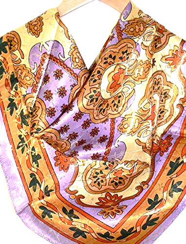 silksalon Large 100% Charmeuse Silk Scarf Shawl Wrap Gold Thread Purple A1355