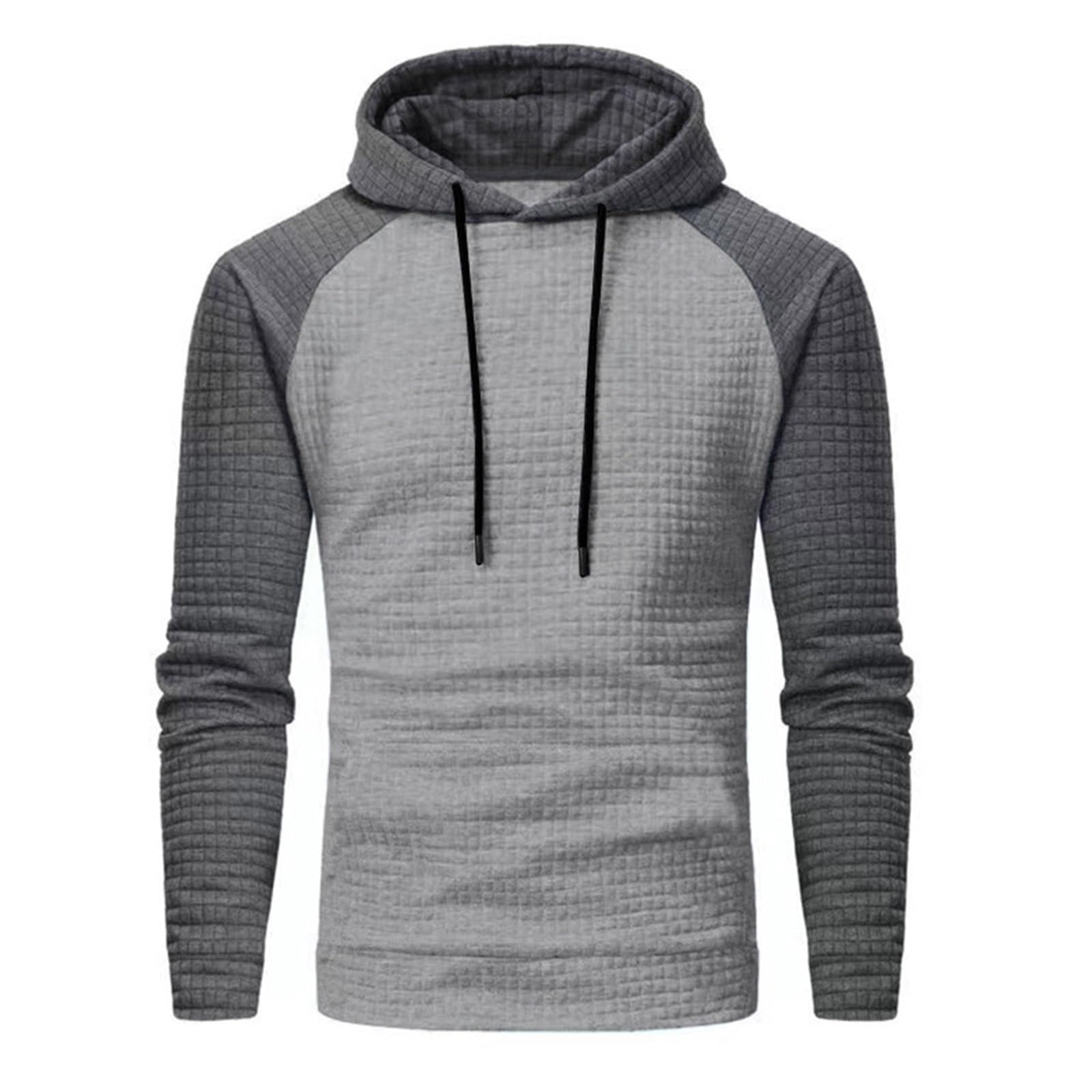 Pull patchwork plaid gris XL avec capuche et manches longues - 8