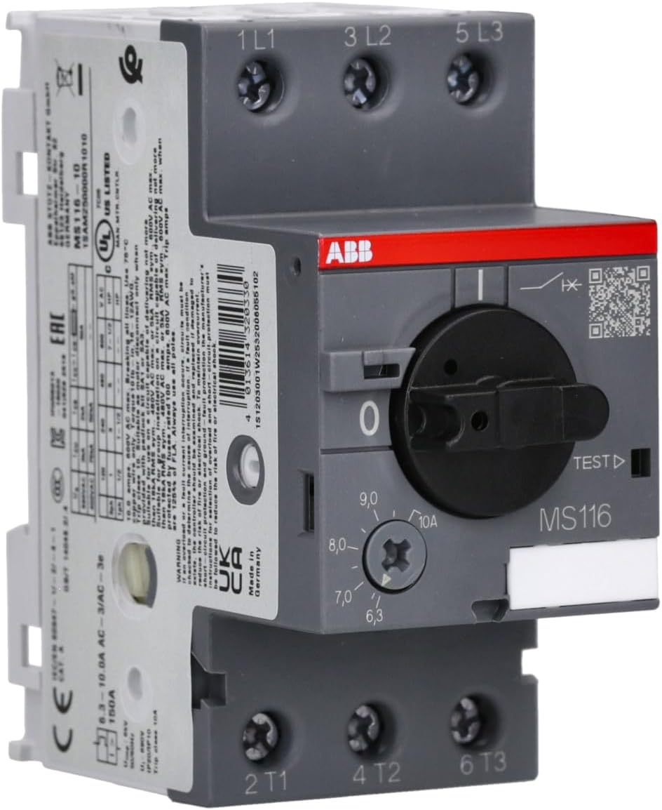 ABB 1SAM 250 000 R1010, MS 116-10,0, Manual Motor Starter, 6.3 - 10.0 A, IP20