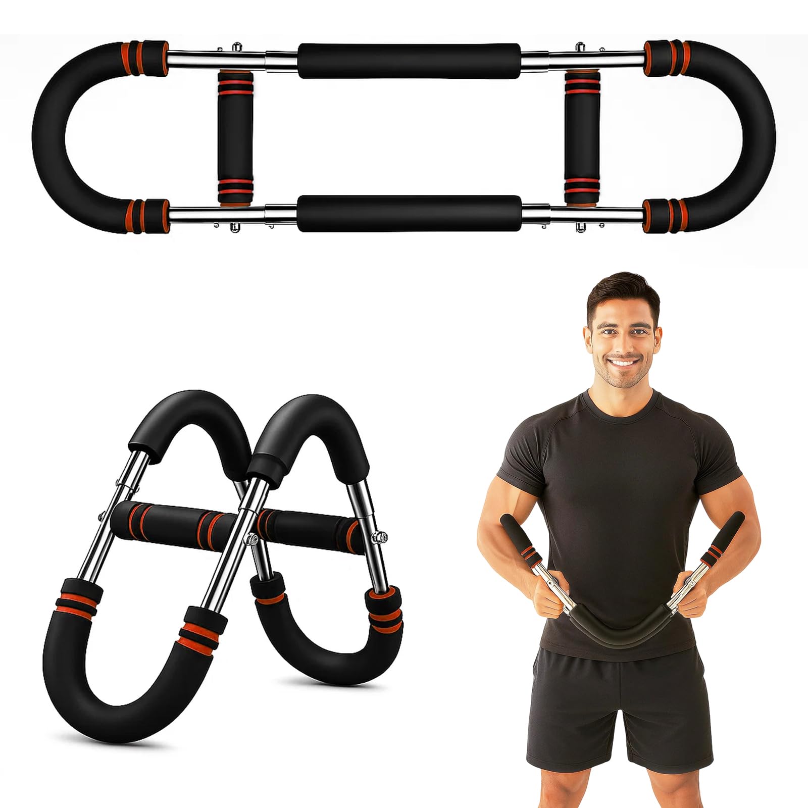 Twister Arm Trainer Exerciser Chest Exerciser Adjustable Arm Machine for Strength Training Chest Upper Body Muscle Mechanical Body Strength Fitness Equipment for Home Gym (Red+Black, 60-100 lb)