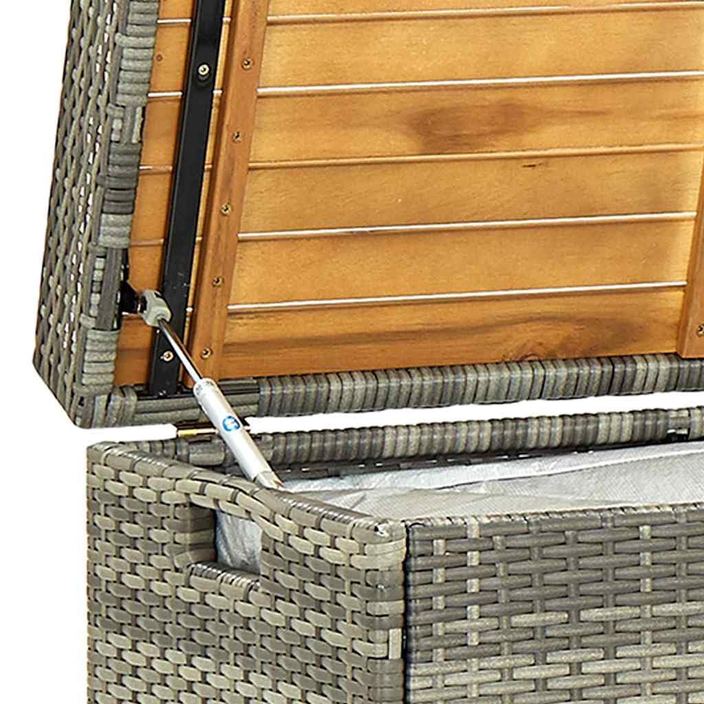 vidaXL Ławka ogrodowa ze schowkiem, 120 cm, polirattan, szara