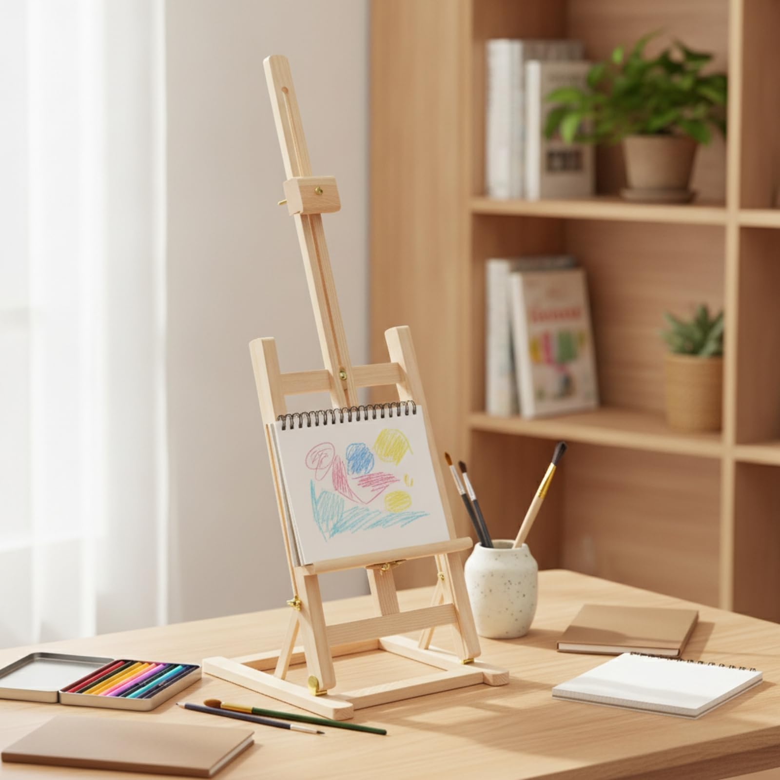 Cavalletto da Tavolo in Legno Salvaspazio Cavalletto Pieghevole in Legno Robusto Cavalletti per Artisti, Bambini, Studio, Scuola