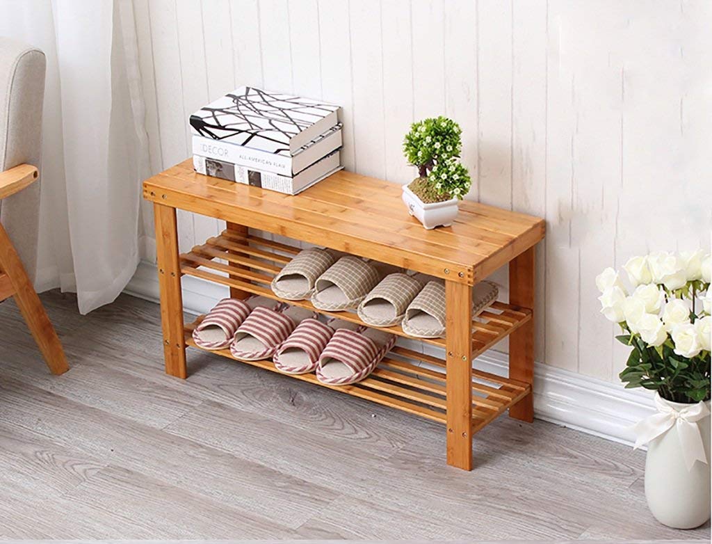 Organisateur de rangement de chaussures simple en bambou fini les entrées encombrées