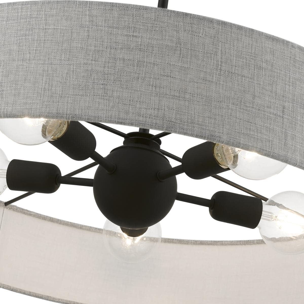 Livex Lighting, 46145-04, Elmhurst, Large Drum Pendant, Black