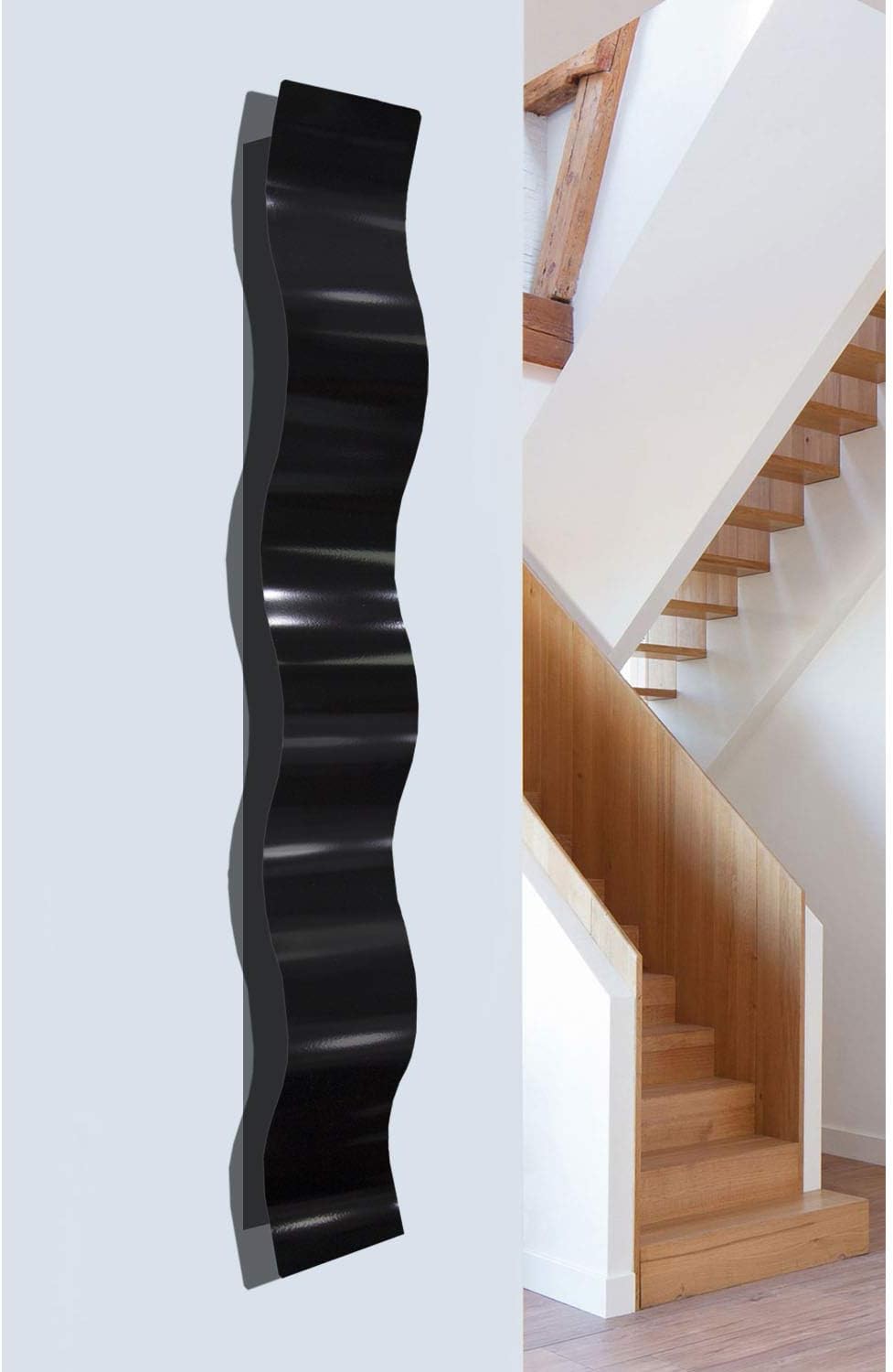 Essence of Simplicity 6" x 46" Black Waves 3D Metal Wall Art Contemporary Abstract Sculpture, Timeless Appeal & Sophistication, Transform Your Space by Artist Jon Allen Statements 2000
