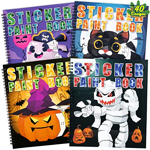 90shine 4PCS Halloween Crafts for Kids Ages 4-8 Sticker Books