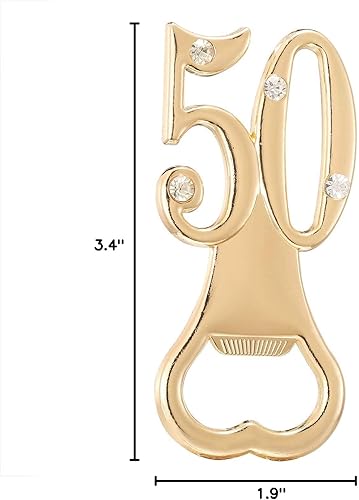 Miniatura 7 de Juego de 24 abridores creativos de botellas para regalos de fiesta de cumpleaños 50 o aniversario de boda, regalos de fiesta de 50 cumpleaños con