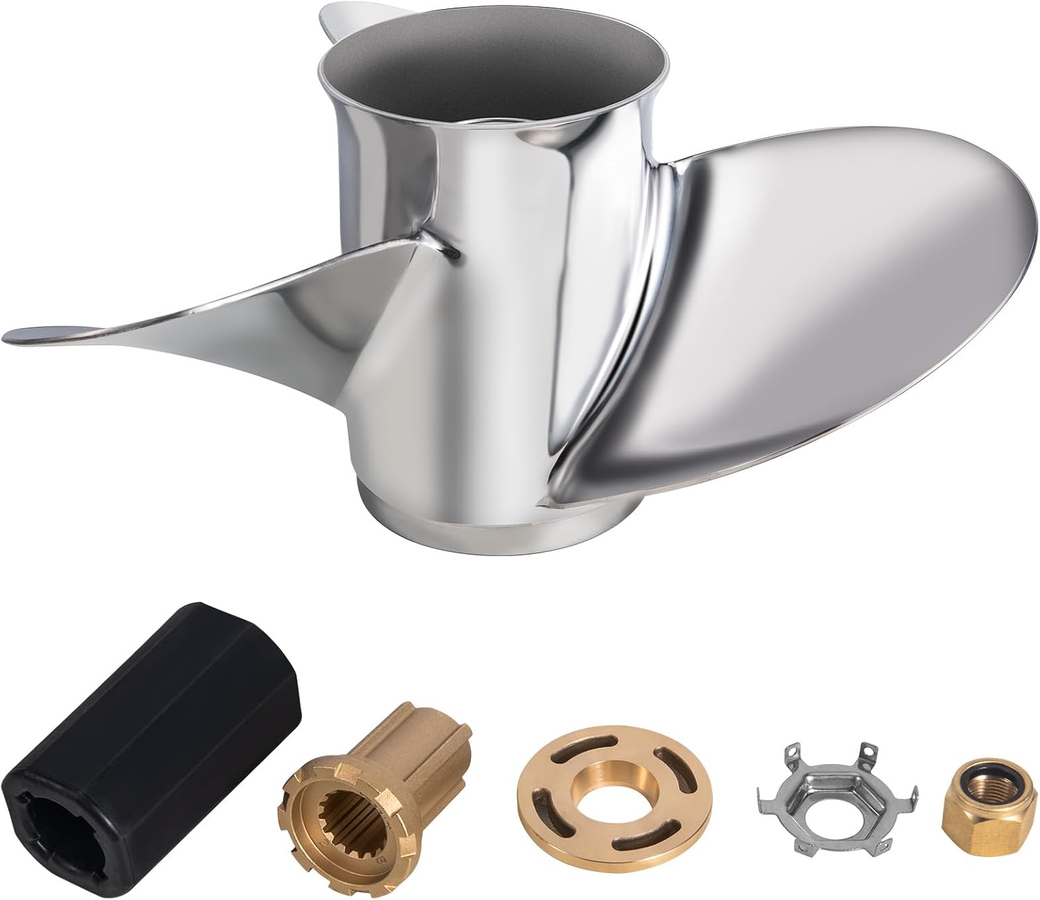 13 3/4 x 15 Stainless Steel Boat Outboard Propeller for Mercury Engines 40-140 HP/Mercruiser Alpha One, 15 Spline Tooth, RH, 13.75 Dia x 15 Pitch