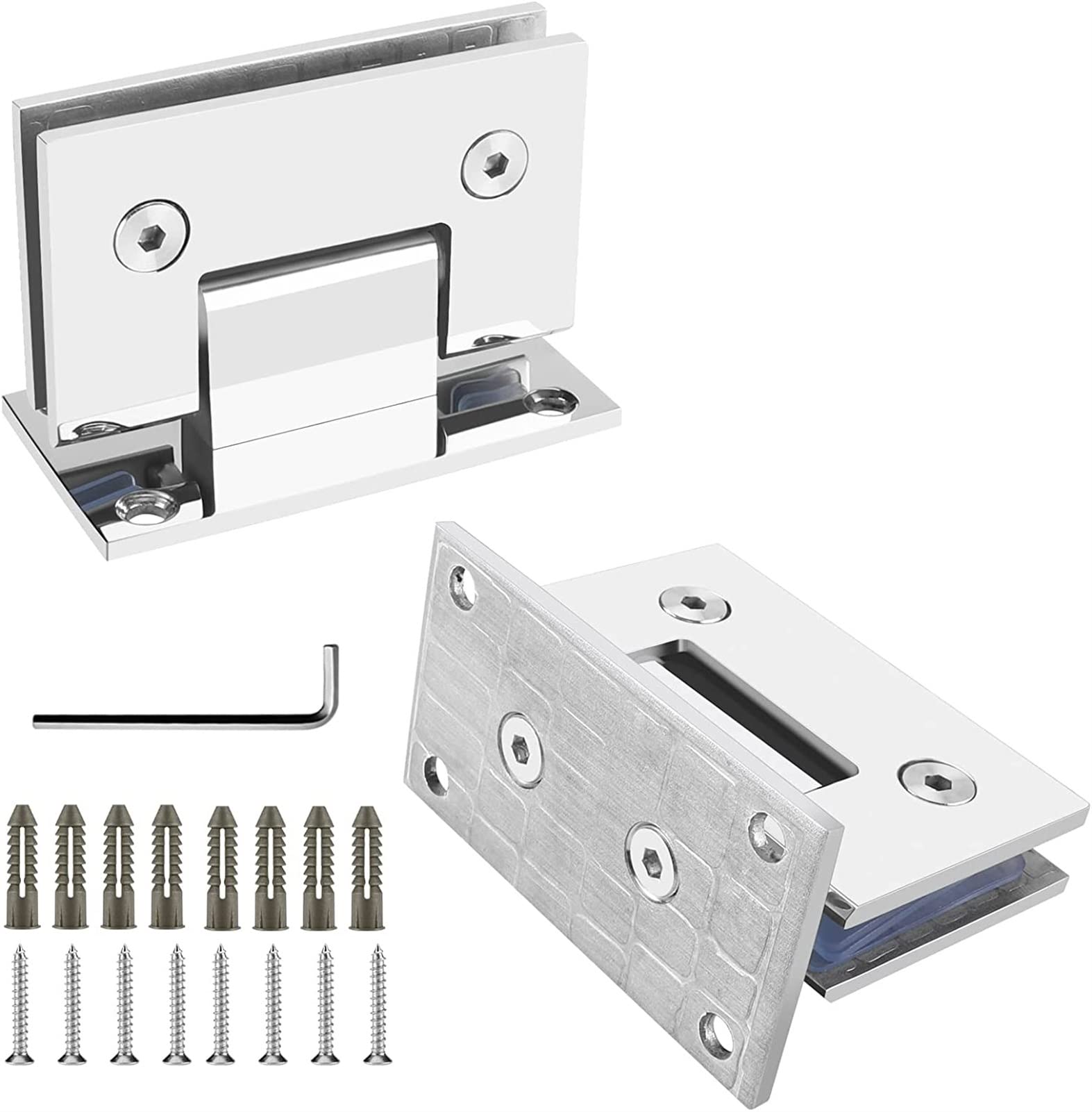 AUNANGLJSCS 2 Pack 90° Heavy Duty Glass Door Hinges 304 Stainless Steel Bathroom Clips 8-10mm Frameless