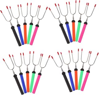 YARNOW 20 Pcs Garfo De Churrasco Telescópico Utensílios Domésticos Para Churrasco Ao Ar Livre Palitos De Assar Marshmallow Garfo De Churrasco De Aço Inoxidável Garfo De Churrasco