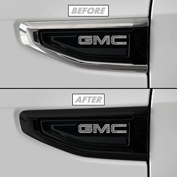 SlickMod Chrome Delete Blackout Vinyl Overlay for 2021-2023 GMC Yukon Fender Trim Matte Black