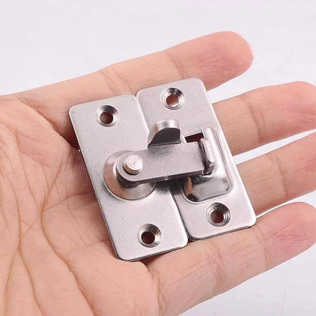 Slide Latch,Gate Bolt Lock,Bolt Sliding Door Lock, 90 Degree Stainless Steel Door Latch Right Angle Sliding Bending Door Lock Latch Screw Locker Hardware Accessories with Screws