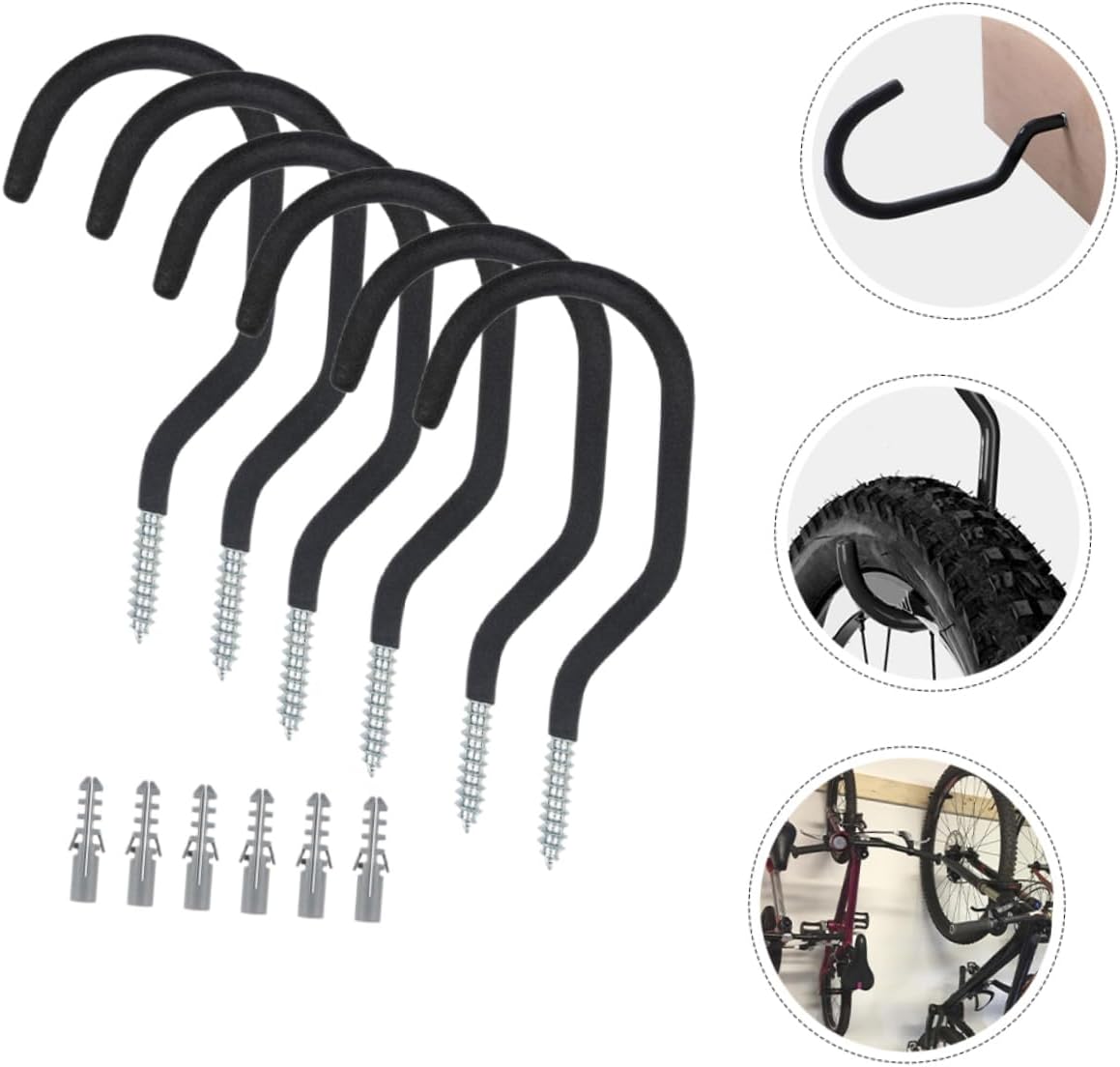 jojofuny 24pcs Heavy Duty Hooks for Garage Storage Bike Hangers Expansion Tubes Easy to Install Ceiling Hooks for Organizing and Tools