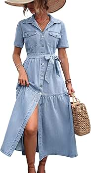Amazon.com: utcoco Womens 2025 Spring Summer Denim Shirt