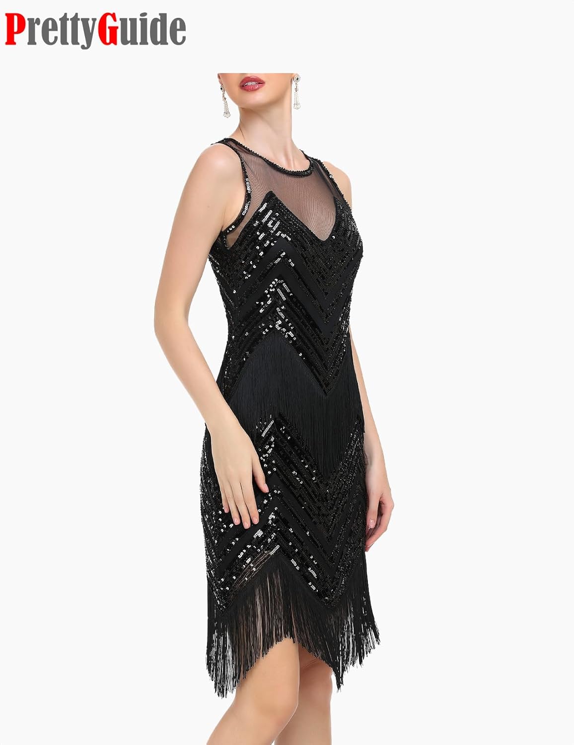PrettyGuide 1920s Flapper Dresses for Women Sequin Beaded Art Deco Fringe Great Gatsby Cocktail Party Dress - Image 4