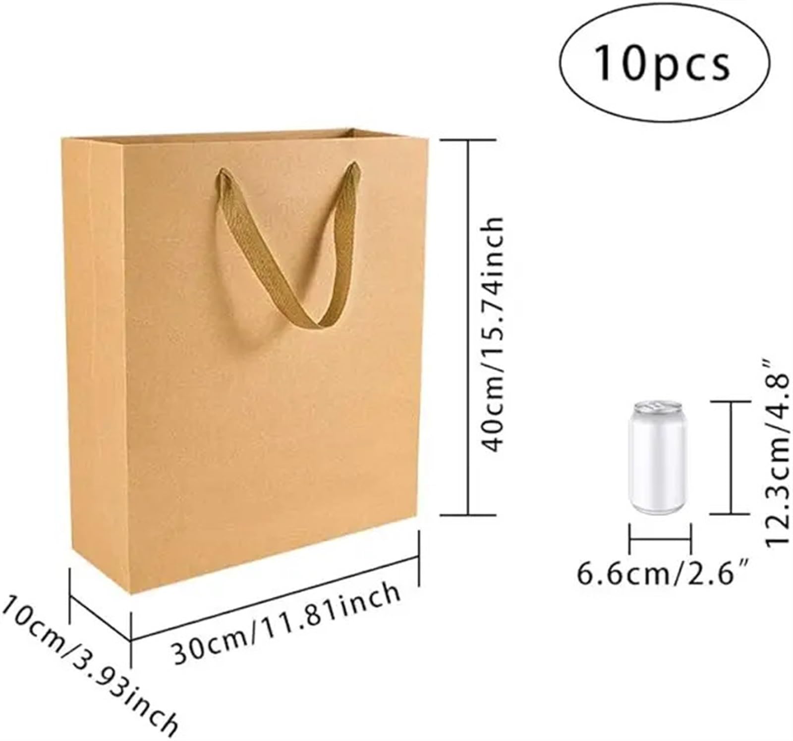 Bolsas Papel Kraft Bolsas de papel Kraft for la compra con asas regalo fiesta asa(40x30x10cm 10pc)