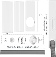 Vista 2 de Kit de Ventana para Ventilación de Secadora, Kit de Conducto de Ventana con Manguera, Paneles de Sellado de Ventilación de Secadora Ajustables que