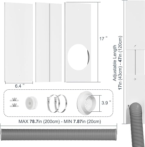 Miniatura 2 de Kit de Ventana para Ventilación de Secadora, Kit de Conducto de Ventana con Manguera, Paneles de Sellado de Ventilación de Secadora Ajustables que