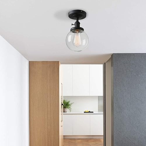 Miniatura 9 de Permo Mini lámpara de techo redonda de cristal transparente de 5.9 pulgadas (cromado)