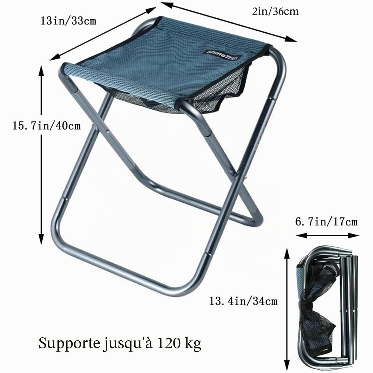 Tabouret de Camping Pliable - Mini Chaise d'extérieur Pliable - Chaise Portable - Léger - pour la pêche, Le Camping, Les Voyages, la randonnée, la Plage, Le Barbecue (Grand)