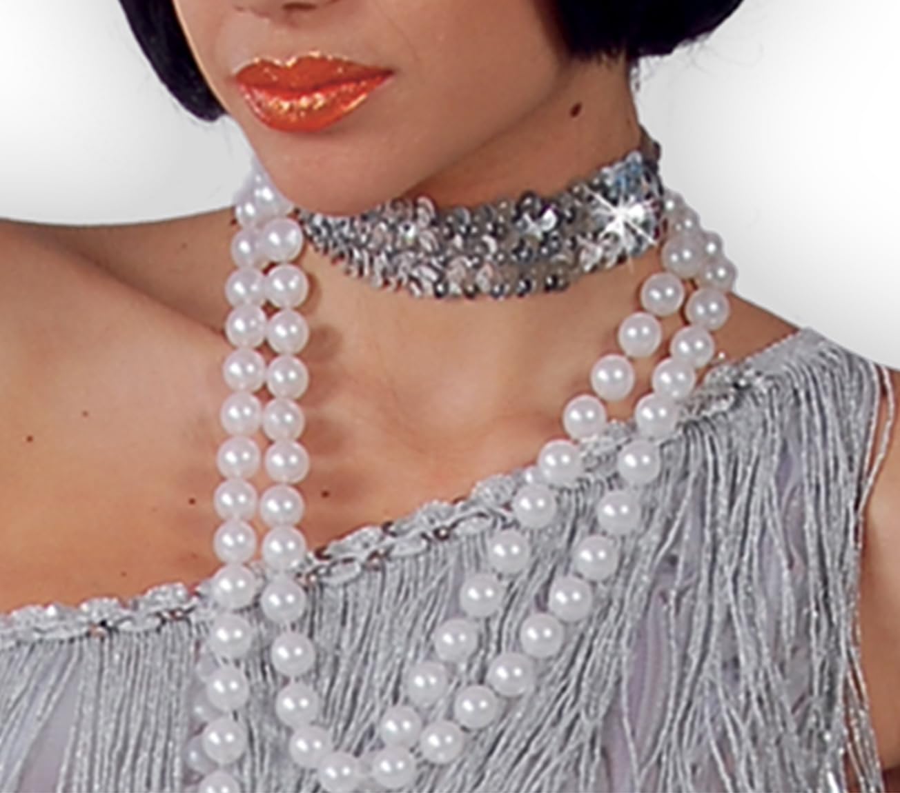FIESTAS GUIRCA | Costume de Charleston pour Femme - Robe et Bandeau - Costumes Années 20 pour Fêtes Déguisées, Carnaval et Halloween - Idéal pour Adultes - Argenté