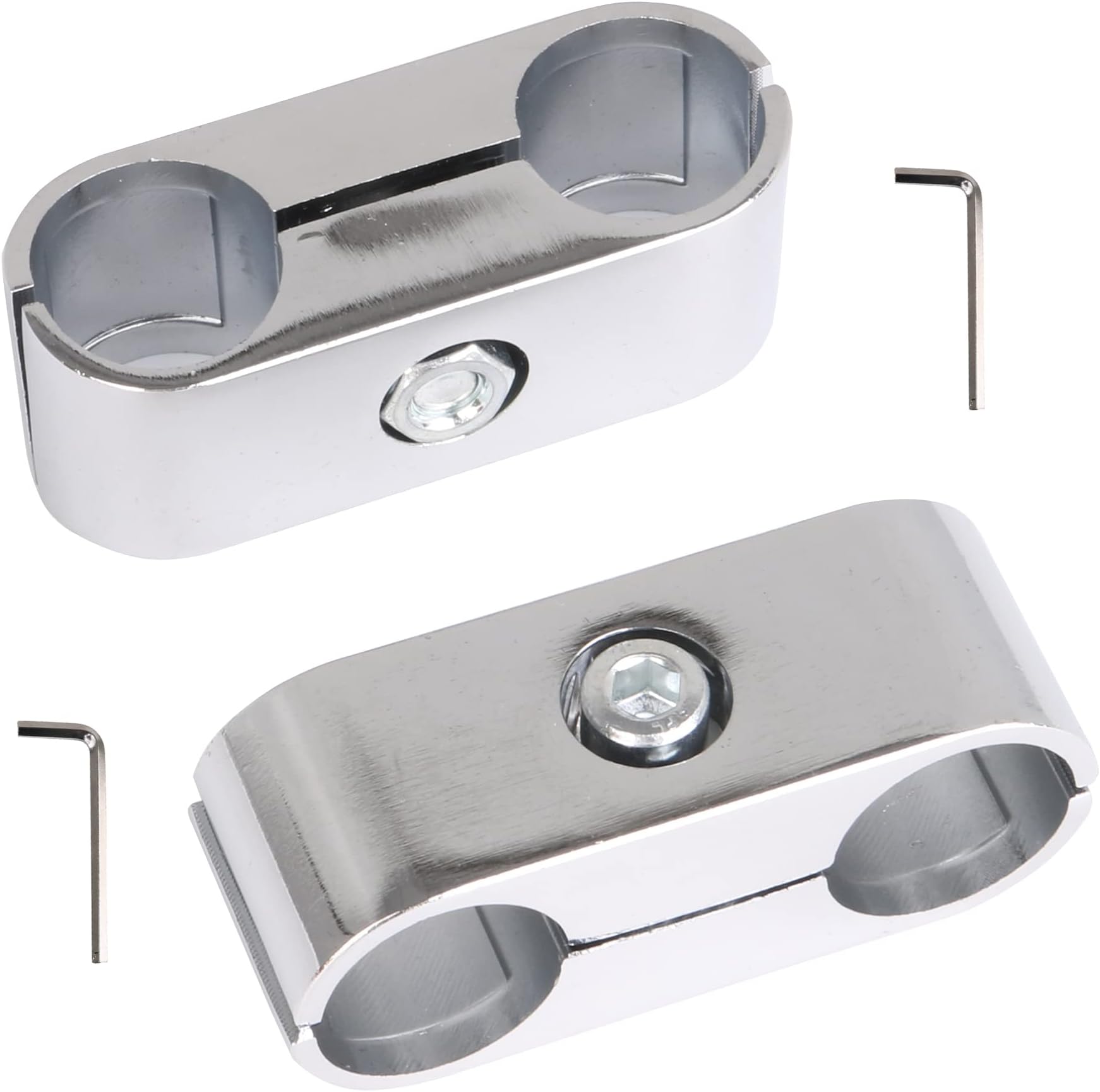 Mxfans Aluminium Alloy Tube Double Hole Tube Clamp Pipe Fittings Drying Rack Silver Set of 2