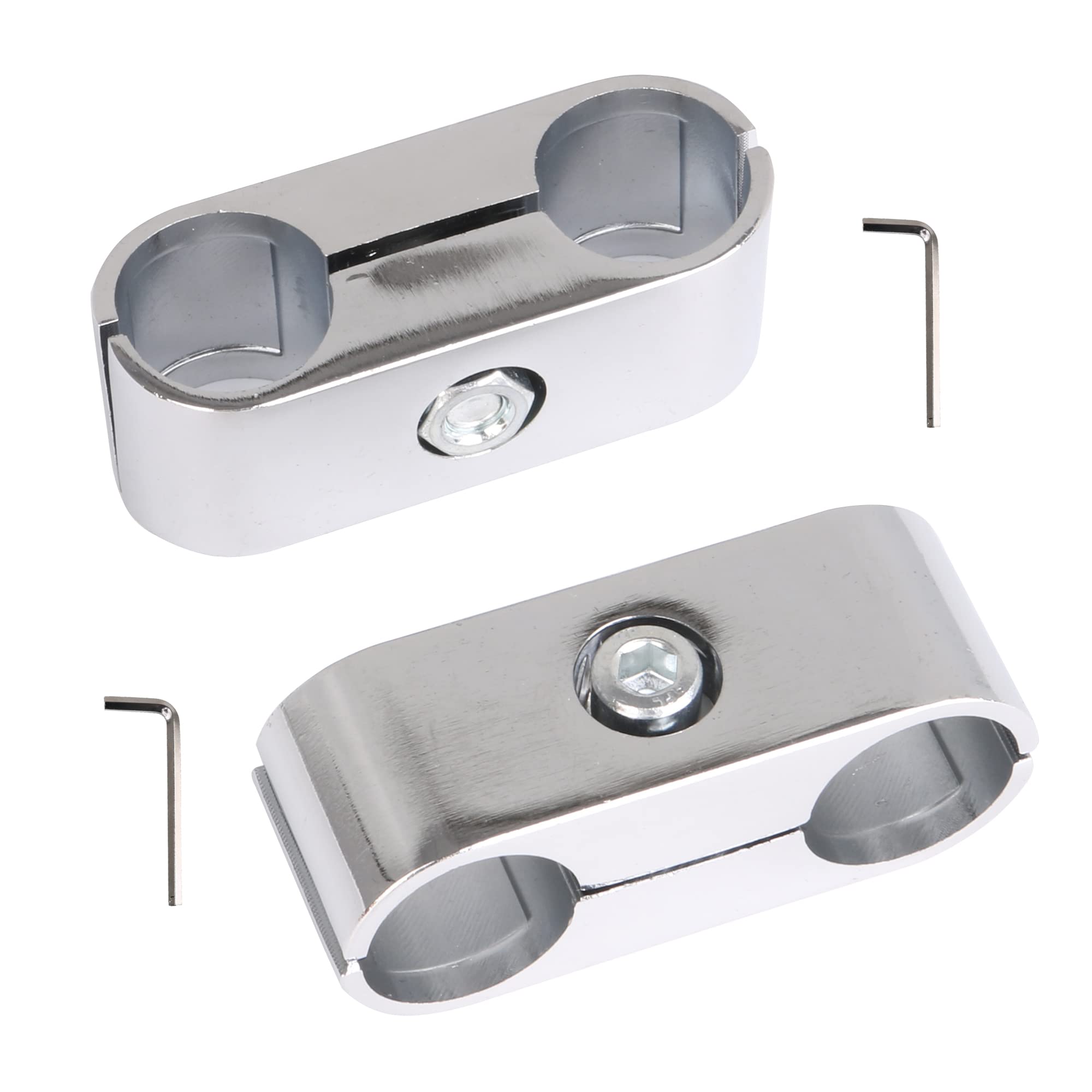 Mxfans Aluminium Alloy Tube Double Hole Tube Clamp Pipe Fittings Drying Rack Silver Set of 2