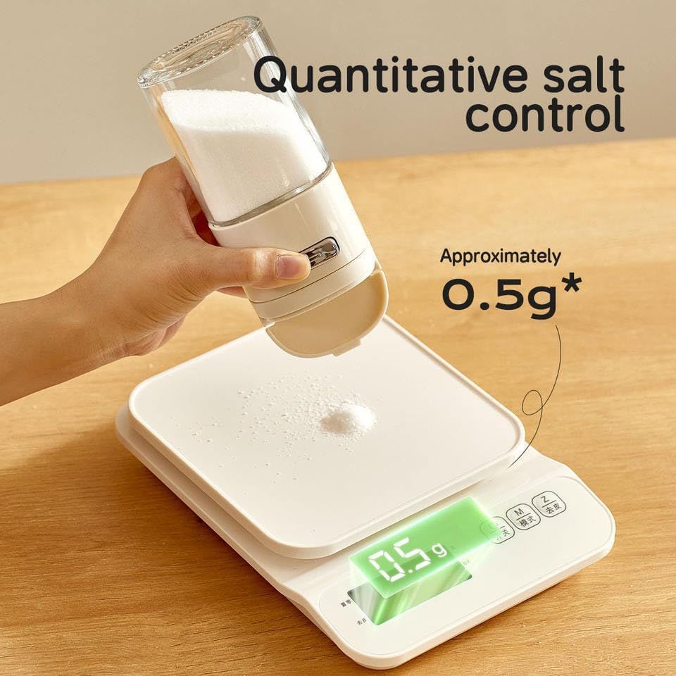 Image of SKYTONE Salt and Pepper Shakers 1 Pcs, Precise Quantitative Salt Shaker with Clear Glass - 0.5g Salt per Press, Salt and Pepper Set for Cooking Table Camping RV Outdoor BBQ (4, 2 in 1 Dispenser)