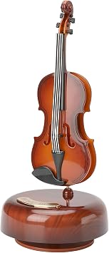WIOR Violin Music Box, Creative Violin with Rotating Musical Base, Classical Music Box Mini Replica Instrument Crafts, Great Gift for Boys Girls Birthday Christmas New Year