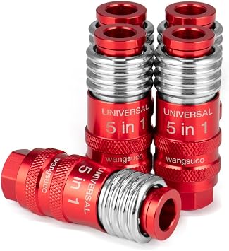 5 In 1 Universal Quick Industrial Connect Coupler Air Hose Fittings 1/4 Body Size 5-in-1 Quick Connect Air Fitting Air Compressor Accessories Fitting 5 PCS