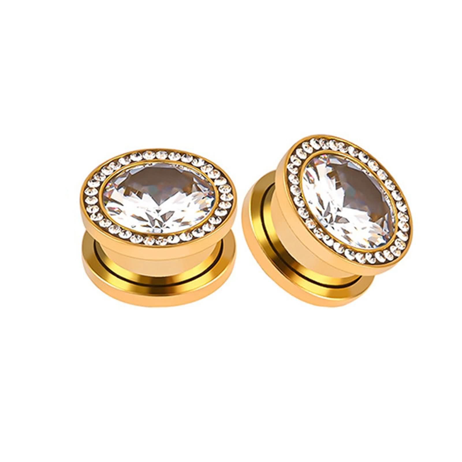 Daesar Tunnel Piercing 6-16MM, Ohr Plug Set Rund mit Zirkonia Ohrringe Damen Expander Edelstahl