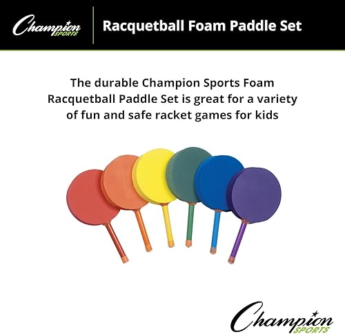 Miniatura 2 de Champion Sports Juego de 6 paletas de espuma de racquetball de 7 pulgadas, varios colores