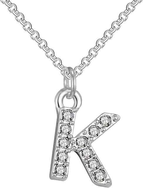 Philip Jones Pave Initial Necklace Letter K Created with Zircondia® Crystals