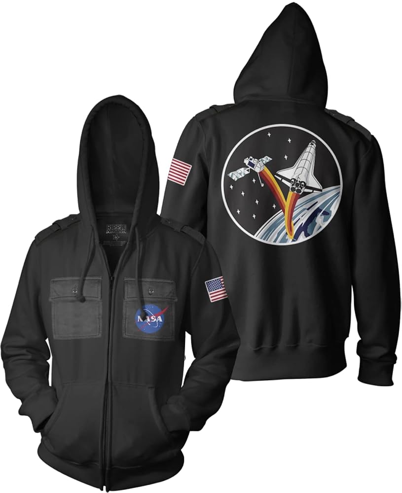 Amazon.com: Ripple Junction NASA Men's Full Zip-Up Hooded