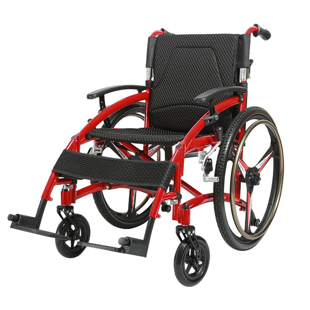 Sedia A Rotelle Dello Sport E Del Tempo Libero Per Adulti, Sedia A Rotelle Pieghevole Autoproprizzata Leggera, Sedia A Rotelle Da Viaggio Per Adulti E Anziani, 100 Kg/220 Libbre Carico