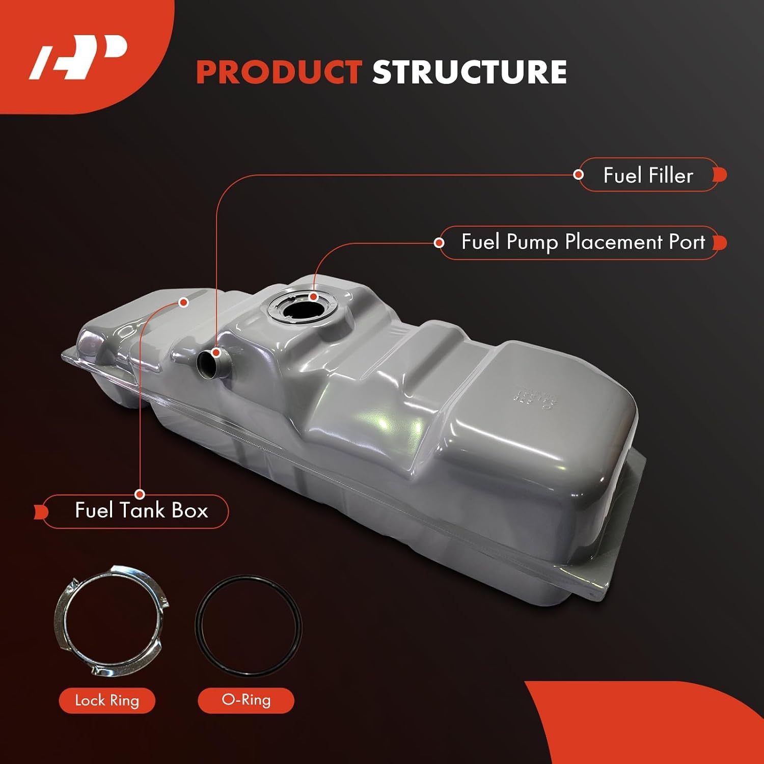 A-Premium Fuel Tank with Lock Ring & O-Ring Compatible with Chevrolet C1500 K1500 1988-1998, C2500 K2500 C3500 1988-2000, K3500 & GMC C1500, C2500, C3500, K1500, K2500, K3500