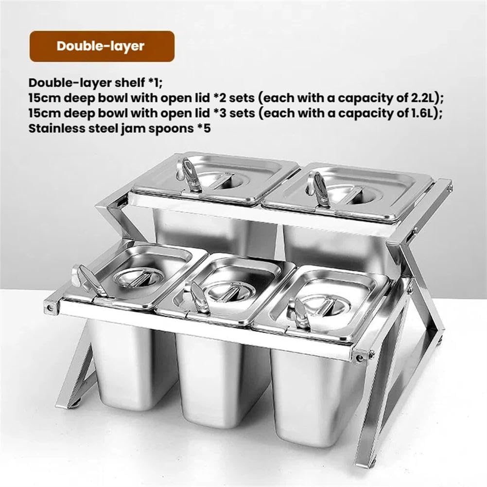Juego de recipientes de acero inoxidable con tapas, dispensador de condimentos y organizador de especias para almacenamiento de condimentos de encimera de cocina