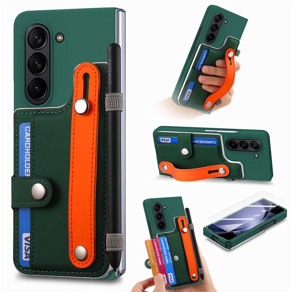 Étui compatible avec Samsung Galaxy Z Fold 5 en silicone cuir - 8
