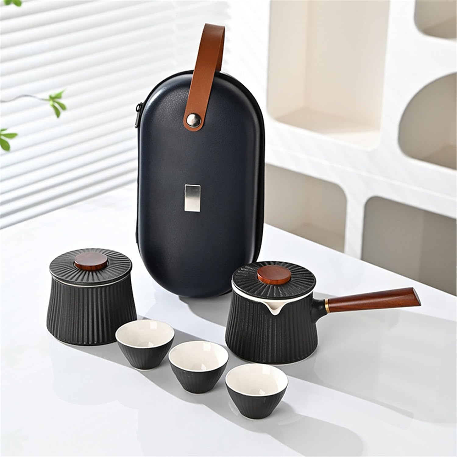 Ceramic Gongfu Tea Set Complete with Tray - 1 Teapot and 4 Cups-set4